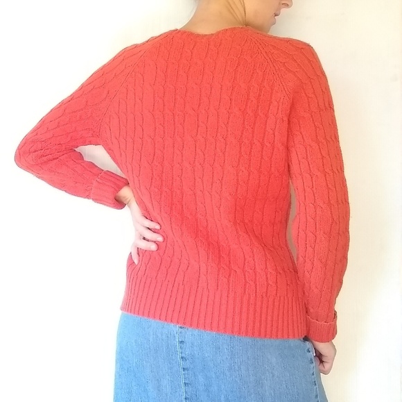 GAP super soft lambswool pumpkin orange cable knit sweater size large - Picture 3 of 7
